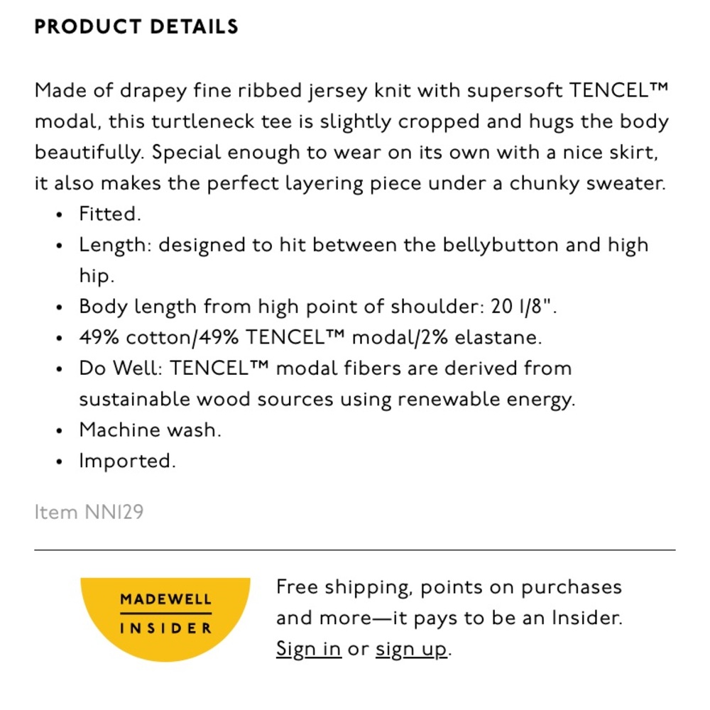 Madewell turtleneck long-sleeve tee - Picture 2 of 2